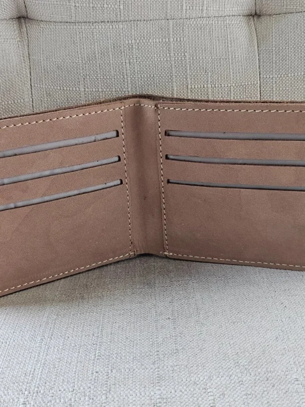 All Leather Billfold Tan Genuine Leather Card Holder Bifold Wallet Handm
